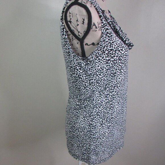 Liz Claiborne Sleeveless Blouse S Animal Print Ruffle Collar - Picture 5 of 8